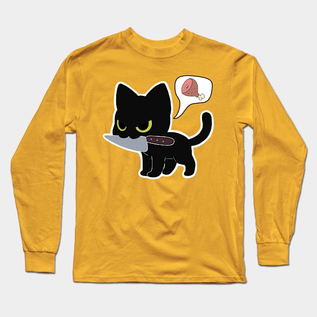 Cat with Knife Long Sleeve T-Shirt by ArtisticBox